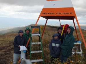 Adrian and his volunteers atop Bald Knoll